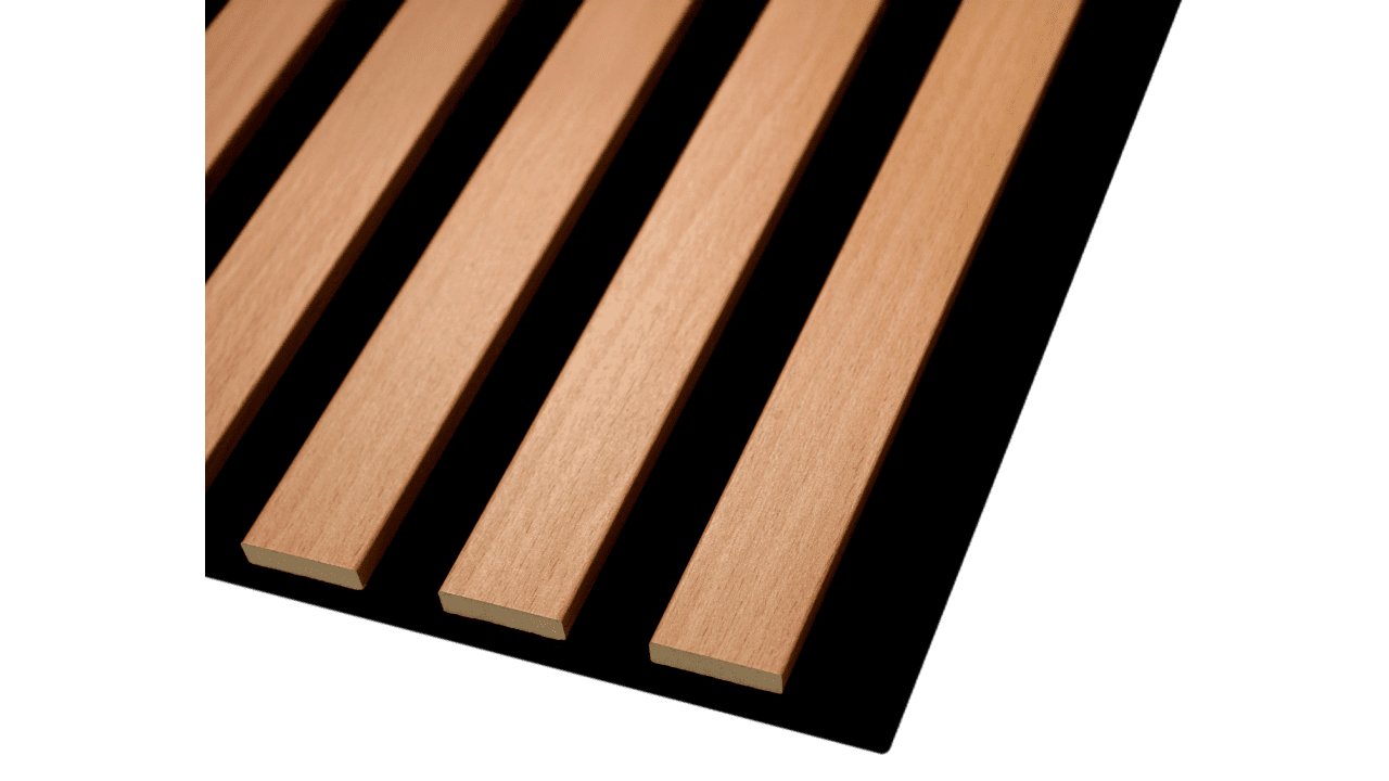 Lamele ścienne, akustyczne na czarnym filcu 275cm x 27cm - BUK 206