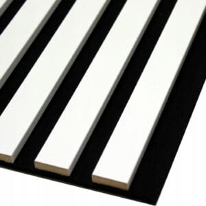 Lamele ścienne, akustyczne na czarnym filcu 275cm x 27cm - BIANCO 590