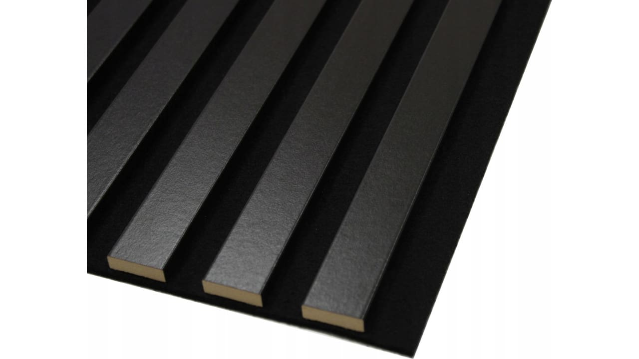 Lamele ścienne, akustyczne na czarnym filcu 275cm x 27cm - BLACK 905